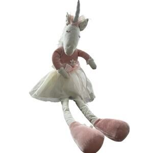 UNICORN BALLERINA Plush Shelf Sitter 24” Weighted Bum Velvet Coat & Shoes EUC